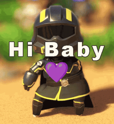 Cartoon Character With Purple Heart Saying Hi Baby GIF