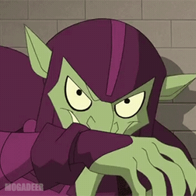 Cartoon Character With Purple Helmet And Green Ears GIF
