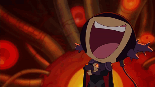 Cartoon Character With Purple Helmet And Red Cape GIF