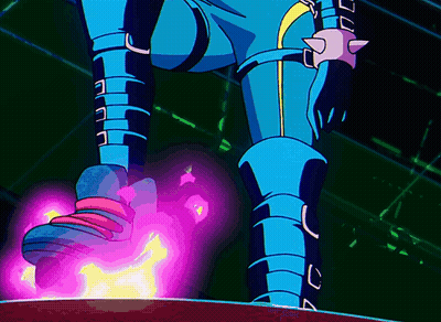 Cartoon Character With Purple Light From Feet GIF