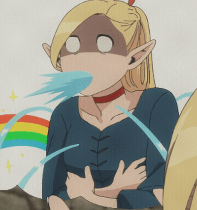Cartoon Character With Rainbow Behind Her GIF
