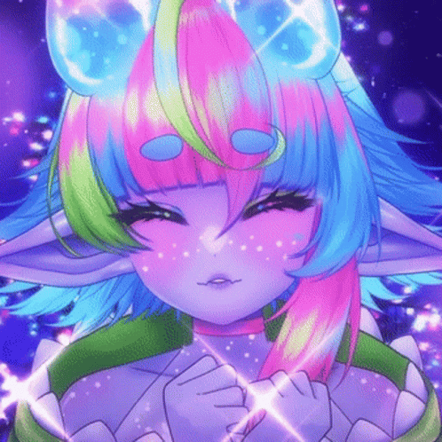 Cartoon Character With Rainbow Hair GIF