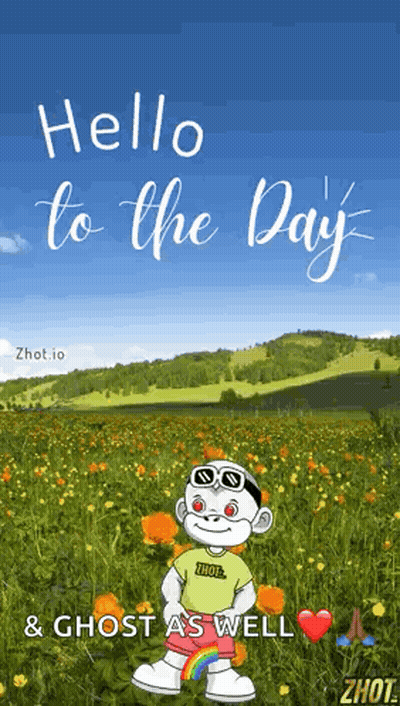 Cartoon Character With Rainbow Sticking Out Of Shorts In Flower Field GIF