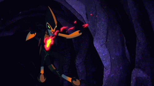 Cartoon Character With Red And Yellow Flames On Legs GIF