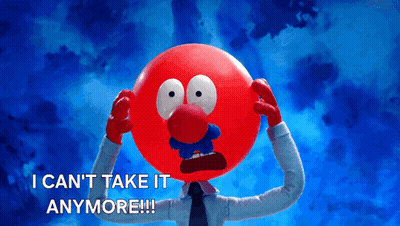Cartoon Character With Red Balloon Saying I Can't Take It Anymore GIF
