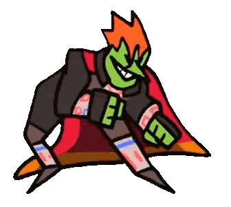 Cartoon Character With Red Cape And Green Face Sticker