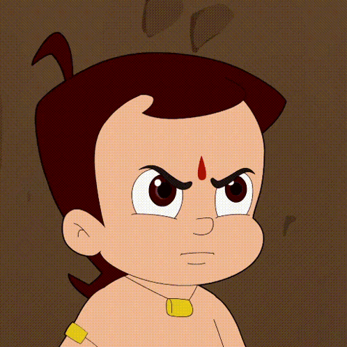 Cartoon Character With Red Dot On Forehead Looks Angry GIF