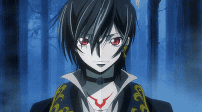 Cartoon Character With Red Eyes And Black Hair GIF