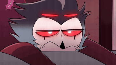 Cartoon Character With Red Eyes And Black Hair GIF
