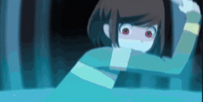 Cartoon Character With Red Eyes And Blue Shirt GIF