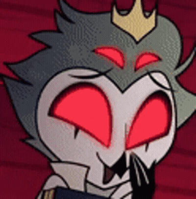 Cartoon Character With Red Eyes And Crown Covering Mouth GIF