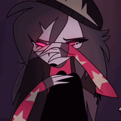 Cartoon Character With Red Eyes And Scarf With Stars GIF