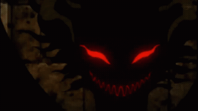 Cartoon Character With Red Eyes And Teeth GIF