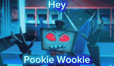 Cartoon Character With Red Eyes And Top Hat Says Hey Pookie Wookie GIF