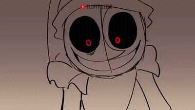 Cartoon Character With Red Eyes and YouTube Logo