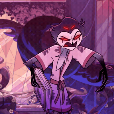 Cartoon Character With Red Eyes Holding Book GIF