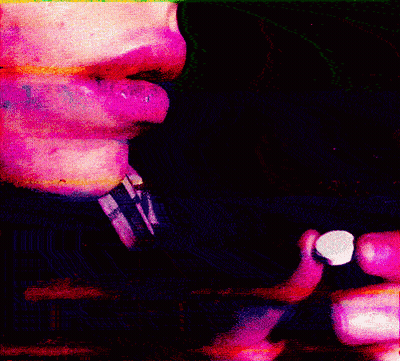 Cartoon Character With Red Eyes On Purple Background GIF