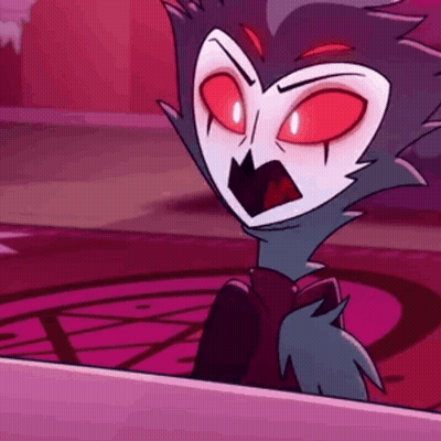 Cartoon Character With Red Eyes On Purple Background GIF