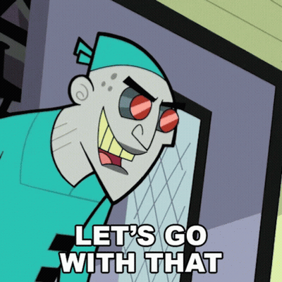 Cartoon Character With Red Eyes Saying Let's Go With That GIF