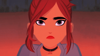 Cartoon Character With Red Hair and Choker