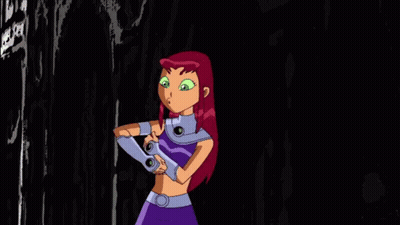Cartoon Character With Red Hair And Green Eyes In Dark Room GIF