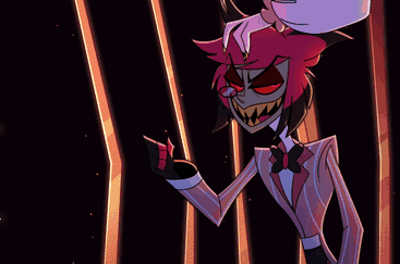 Cartoon Character With Red Hair and Sharp Teeth in Dark Room