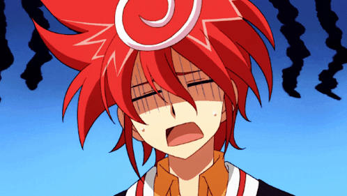 Cartoon Character With Red Hair And Swirl On Head GIF