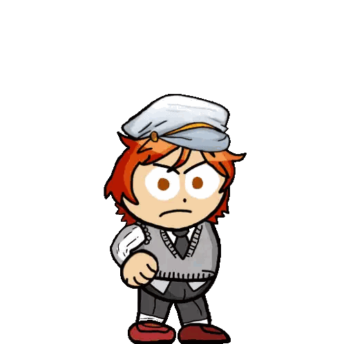 Cartoon Character With Red Hair And White Hat Sticker
