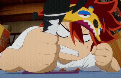 Cartoon Character With Red Hair And Yellow Hat Laying Down GIF