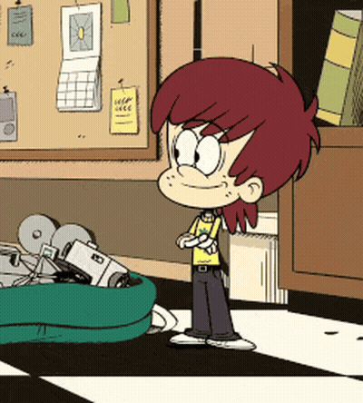 Cartoon Character With Red Hair Next To Green Bag GIF