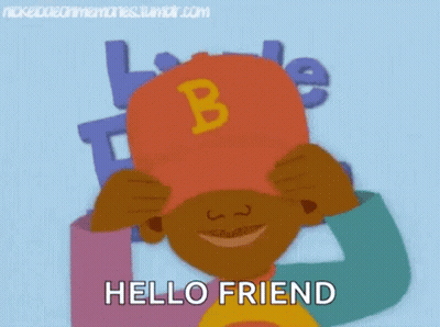 Cartoon Character With Red Hat B Hello Friend GIF