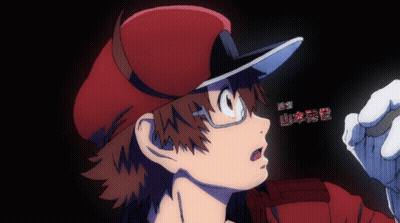 Cartoon Character With Red Hat Glasses Chinese Writing GIF