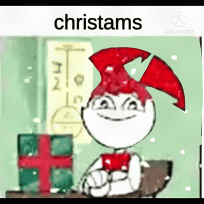 Cartoon Character With Red Hat Saying Christmas GIF