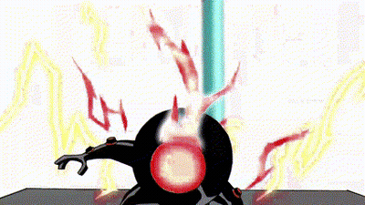 Cartoon Character With Red Head And Red Eyes Standing On Table GIF