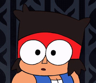 Cartoon Character With Red Headband And Big Eyes GIF