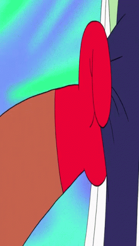 Cartoon Character With Red Headband Holding Purple Object GIF