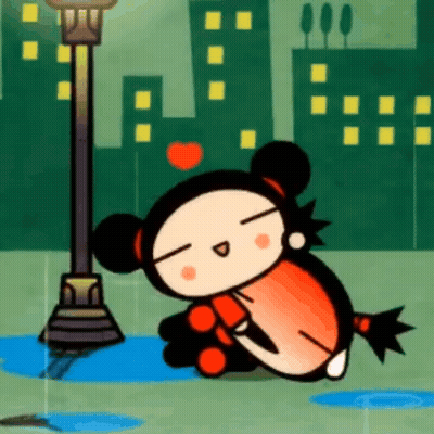 Cartoon Character With Red Heart On Chest GIF