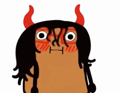 Cartoon Character With Red Horns And Braces GIF