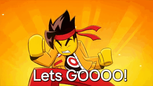 Cartoon Character With Red Scarf Says Lets Go GIF