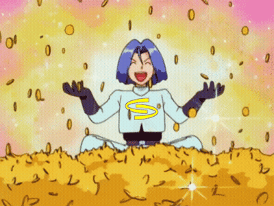 Cartoon Character With S Sitting In Gold Coins GIF
