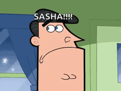 Cartoon Character With Sasha On Head GIF