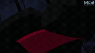 Cartoon Character With Scarf And Batman Logo GIF