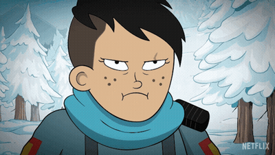 Cartoon Character With Scarf And Netflix Logo GIF