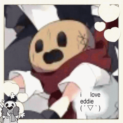 Cartoon Character With Scarf Says I Love Eddie GIF