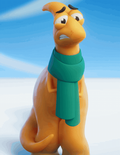 Cartoon Character With Scarf GIF