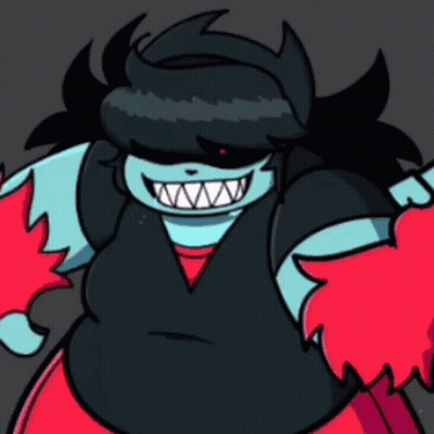 Cartoon Character With Sharp Teeth And Red Skirt GIF