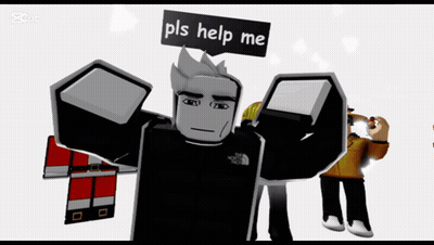 Cartoon Character With Sign Saying Pls Help Me GIF