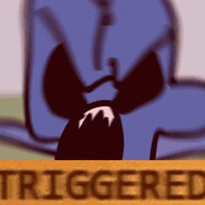 Cartoon Character With Sign Saying Triggered GIF