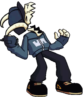 Cartoon Character With Skull Head Sticker