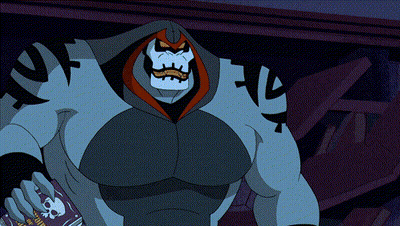 Cartoon Character With Skull Holding Bottle GIF